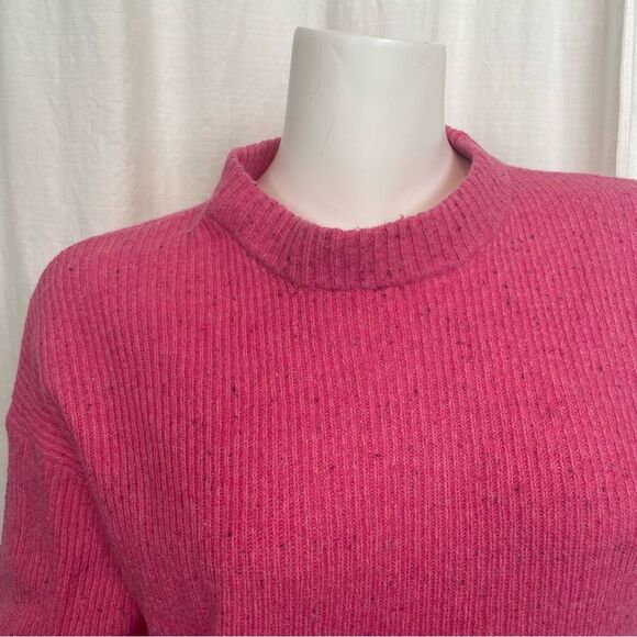 Something Navy Pink Flecked Crewneck Sweater Women’s Size Small - Picture 3 of 7